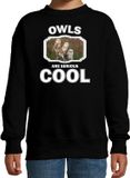 Bellatio Decorations Owls are serious cool Dieren uilen sweater zwart kinderen - trui jongens/ meisjes - cadeau kerkuil/ uilen liefhebber - kinderkleding / kleding 134/146