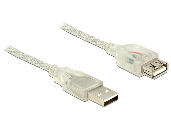 DeLOCK USB 2.0 Kabel - 5m - 2xUSB-A - Transparant