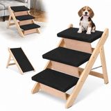 Relaxdays Hondentrap - 3 treden - 61,5x56x44 cm - naturel en zwart