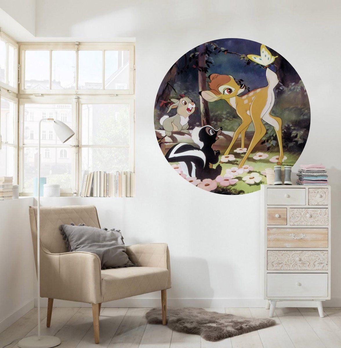 KOMAR Bambi Butterfly Zelfklevende Behangcirkel ?125cm - 4055065180453