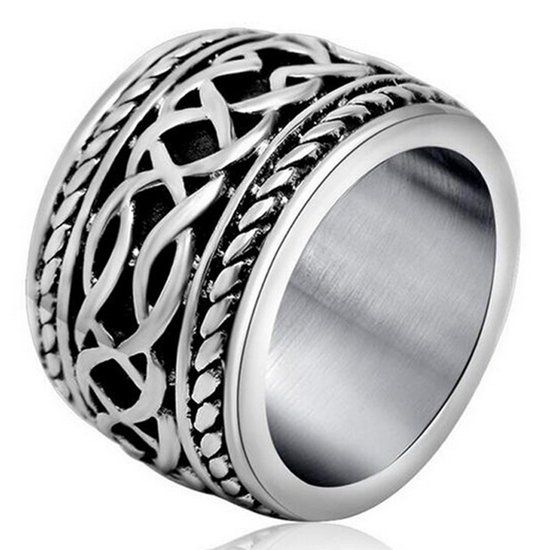 Mendes Lookinggoodtoday Brede Edelstaal Heren Ring Celtic Knot-18mm