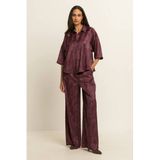 Expresso Expresso wide leg broek met paisley - donkerrood