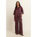 Expresso Expresso wide leg broek met paisley - donkerrood