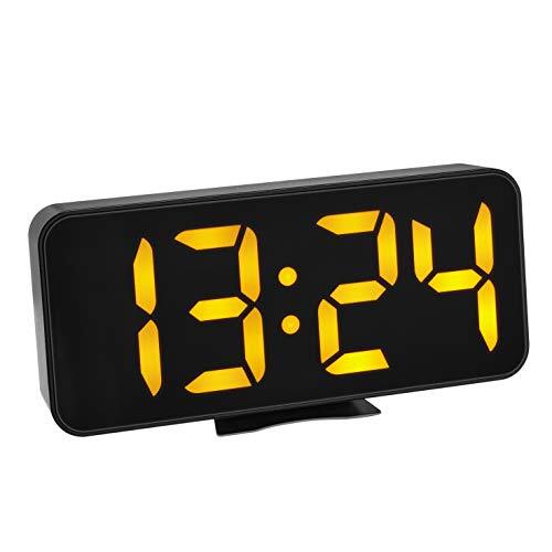 TFA Digitale wekker, 60.2027.01, met oranje led-cijfers, weergave van binnentemperatuur, met alarmarm, zwart, (L) 178 x (B) 36 x (H) 84 mm