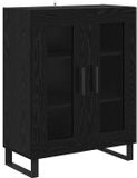 vidaXL Dressoir Zwart Eiken 69,5 x 34 x 90 cm Bewerkt Hout
