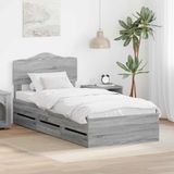 vidaXL Bedframe met lade Grijs Sonoma 90 x 200 cm Ingenieurshout