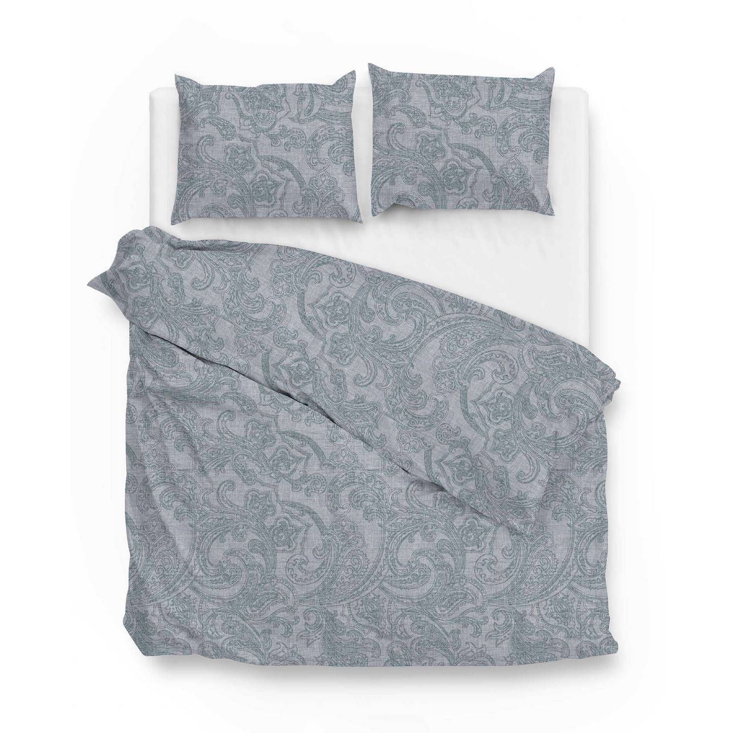 Zo!Home dekbedovertrek katoen paisley di lino linnen look - denim 260x200/220cm
