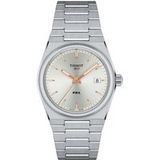 Tissot PRX 35 mm montre unisexe à quartz avec boîtier en acier inoxydable 316L, gris, acier inoxydable, 11 (T1372101103100)