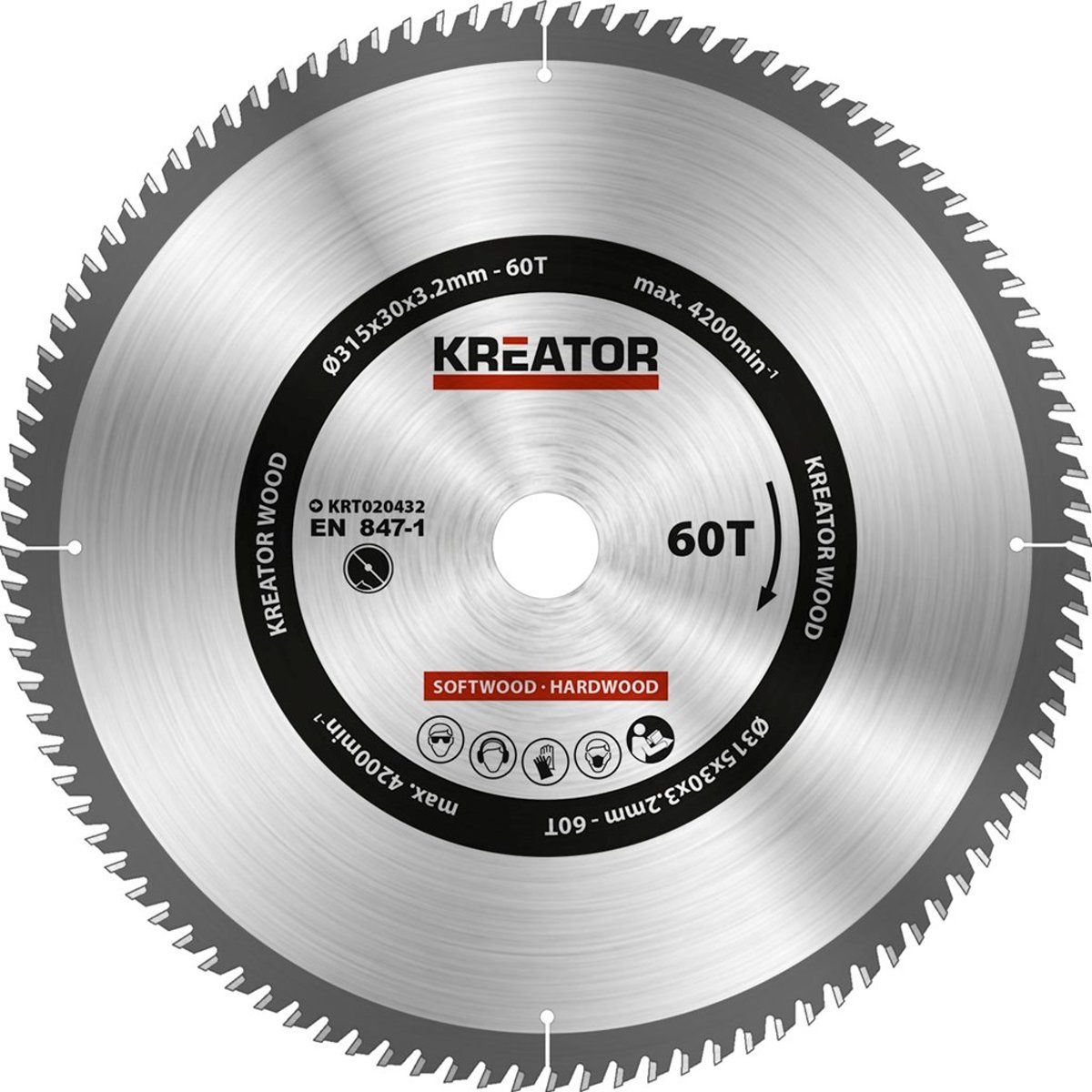 Kreator KRT020432 Zaagblad Hout 315mm 60T