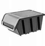 KADAX Stapelkist met deksel, opbergbox van PP-kunststof, opbergbox in verschillende maten en kleuren, opbergdozen met klep voor gereedschapswand (zwart, 20 stuks, 155 x 100 mm)