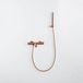 FortiFura Calvi Thermostatische badkraan met staafhanddouche, handdouchehouder en metalen doucheslang - PVD - geborsteld koper