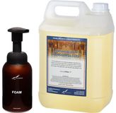 Claudius Cosmetics B.V. Foam Zeepdispenser 300 ml amber bruin hervulbaar + 5 liter Foam Hammam Deluxe navulling