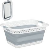 Merkloos Relaxdays Opvouwbare wasmand - met handgreep - kunststof en siliconen - 37 liter - grijs