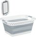 Merkloos Relaxdays Opvouwbare wasmand - met handgreep - kunststof en siliconen - 37 liter - grijs