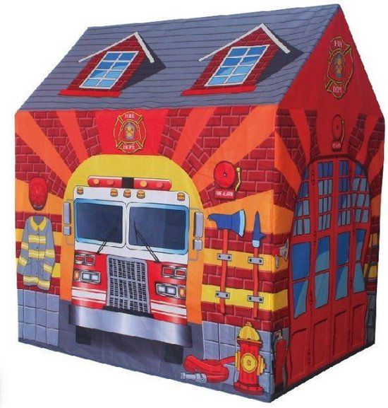 Kinder speeltent brandweer - 102x72x95 cm - Rood - Polyester - 3+ jaar