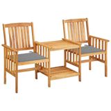 Acacia bois massif chaises de jardin avec table et coussins
