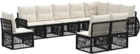 vidaXL Tuinbank Set 10-delig Zwart en Crème Wit Polyrattan