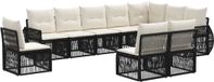 vidaXL Tuinbank Set 10-delig Zwart en Crème Wit Polyrattan
