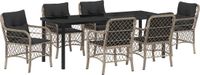 vidaXL Tuin Eettafel Set 7-delig Lichtgrijs Polyrattan