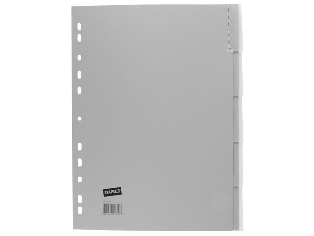 Staples Tabbladen - Grijs - Kunststof - 11 Rings - A4 - 5 Venstertabs