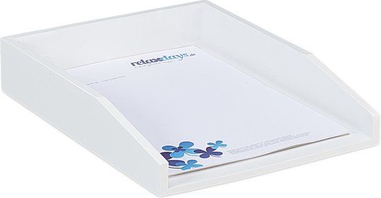 Relaxdays Brievenbak Stapelbaar - Bamboe - A4 - Wit