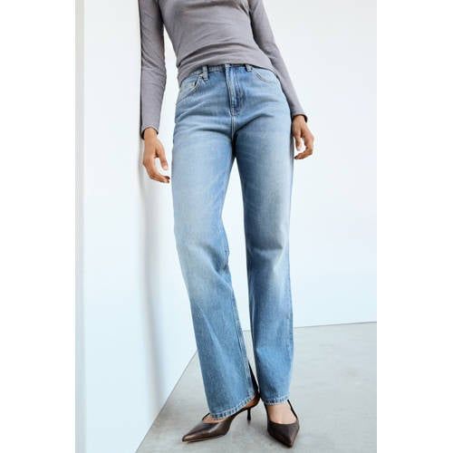 Mango Straight Leg Jeans - Medium Blauw