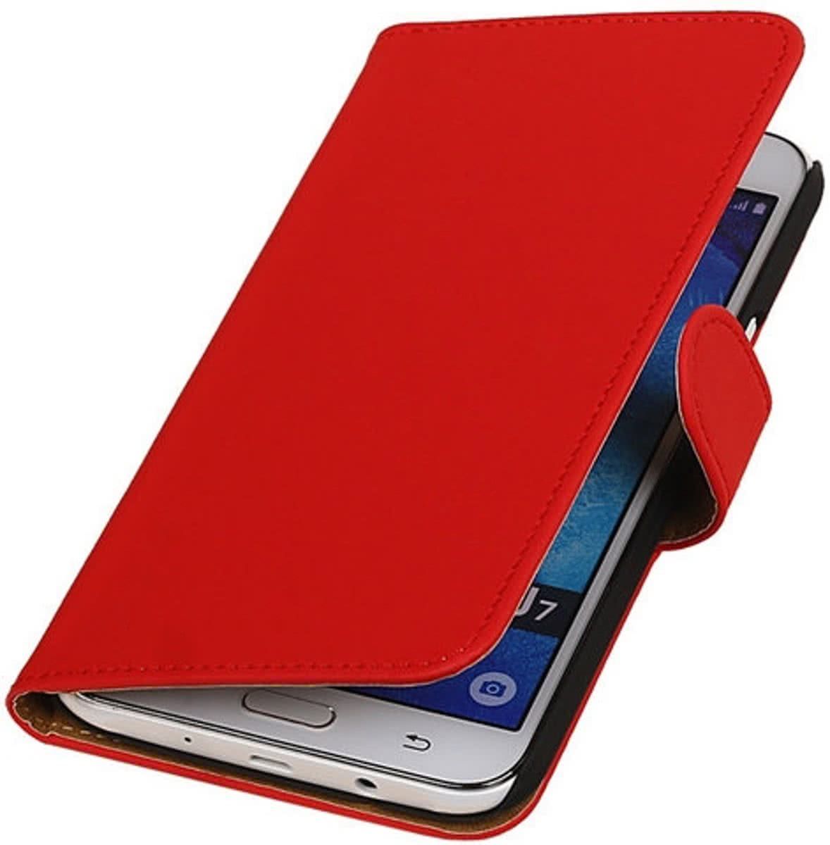 Best Cases Samsung Galaxy J7 2015 Effen Booktype Wallet Hoesje Rood - Cover Case