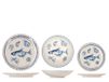 H&H Adriatic 18-delige Serviesset van Gedecoreerd Steengoed voor 6 Personen, Maritiem Design met Blauwe Vissen, Schaaldieren en Schelpen