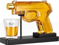 Unyqoos® Set de carafes à whisky avec verre sphérique et socle en bois, verre sans plomb, hermétique – Idée cadeau pour hommes et pères