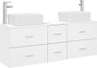 vidaXL Badkamerkast set Wit 136 x 35 x 80 cm Bewerkt hout