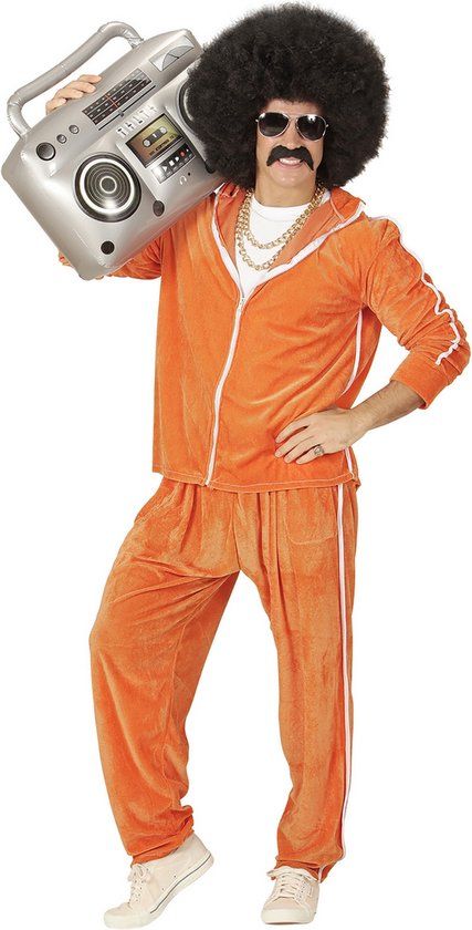 Widmann 80s Retro Trainingspak - Oranje - Maat L - Mannen - Carnaval Kostuum