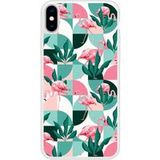 Apple Siliconen hoesje compatibel met iPhone X, iPhone XS Geometrische roze flamingo's