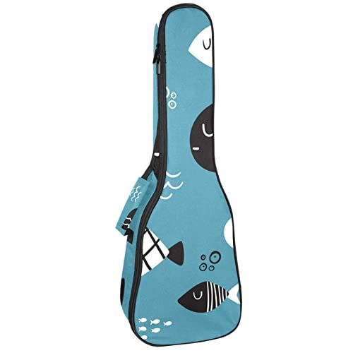 Mersov Tenor Ukulele Gigbag Waterdichte Ukelele Case Gewatteerde Rugzak, Geweldig voor Sopraan Concert (21/23/24") Schattig Catoon Vispatroon
