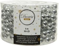 Kaemingk B.V. Decoris Guirlande de Noël - argenté - perles - 500 cm - Décorations de Noël guirlandes de perles