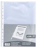 Exacompta - Ref. 5111E - Zakje van 100 geperforeerde showtassen - Economisch - in gestructureerde polypropyleen - Dikte 4/100e - Universele perforatie 11 gaten - Formaat A4 - Kleurloos