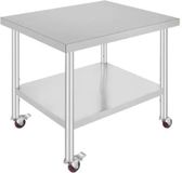 Happyment Happiq Keuken Werktafel - Commercieel - RVS - Verrijdbaar - Zilver - 95x61cm