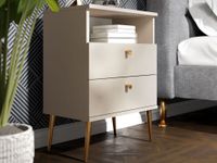 HIGHSTYLE Table de chevet 2 tiroirs crème