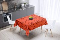 Bonamaison Tafelkleed, Anti-Mold, Sneldrogend, Waterdicht, 100% Polyester Tafellaken, Oranje Bordeaux, 140 x 140 Cm