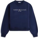 Tommy Hilfiger Dames Sweater Lange Mouw Ronde Hals Katoen/Polyester Navy/Wit