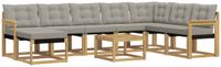 vidaXL - Hoek loungeset - 8 zitplekken - Wit en lichtgrijs - Acacia hout