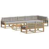 vidaXL - Buiten - bank - set - 9 - st - Wit - en - Lichtgrijs - Polyester