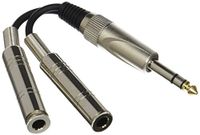 Stagg YC-01 / 1PS2PFH Grote Stereo Jack Dual Mono Splitter Y Adapter, 1/4", Zwart