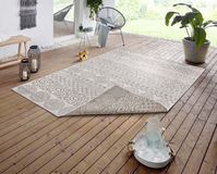 Tapeso Binnen & buiten Ornament vloerkleed - lichtbruin 80x150 cm