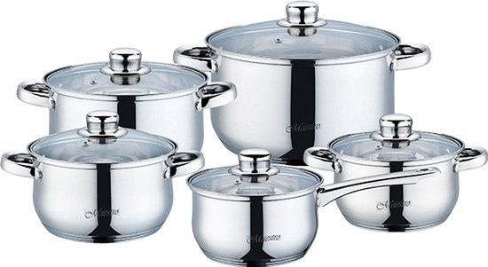 Maestro MR-2020 - Pannenset - 10 delig - RVS - Zilver