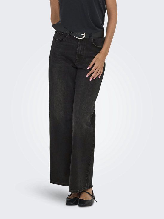ONLY High Waist Wide Leg Jeans Black Denim