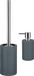 Spirella Set d'accessoires de salle de bain - Brosse WC/distributeur de savon - Porcelaine - Gris foncé
