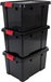 IRIS Powerbox Opbergbox - 50L - Set van 3 - Zwart/Rood