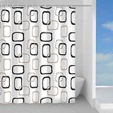 Gedy G-Piper Douchegordijn, 180 x 200 cm, van PES, 100% waterdicht, oppervlak in beige en zwart, design R&S, douchegordijn met 12 ringen, 2 jaar garantie