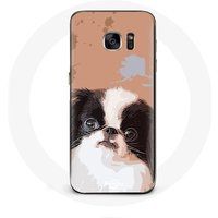 Maniacase Hoesje voor Samsung Galaxy S6 edge Japanse spaniël zwart-wit