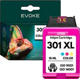 Evoke HP 301 XL Kleur Printercartridge | 18 ml | 1000 pagina's | Compatibel met HP Deskjet 2540, 1000, 1050, 1510, 2050, 3050, Envy 4504, 4500
